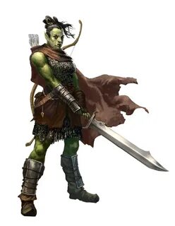 Female Half-Orc Barbarian - Pathfinder PFRPG DND D&D d20 fan