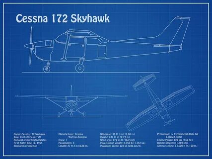 Cessna 172 Skyhawk - Airplane Blueprint Drawing Plans ad Dig