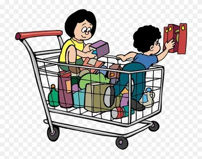 Download Transparent Grocery Cart Clipart - Kids Shopping Ca