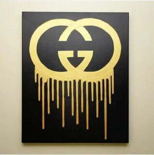Gucci Drip Painting 16x20 Gucci Inspired Black and Gold Etsy