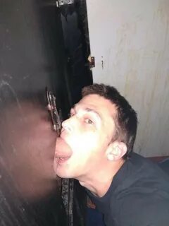 Gay glory hole cocksucker cum facial