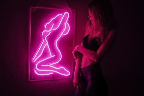 Sexy girl woman pink neon sign for bar night club party Etsy