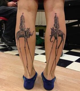 Interesante :)) Dali tattoo, Calve tattoo, Elephant tattoos