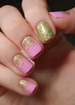 Розовые ногти с блестками (43 фото)