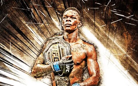 Скачать обои Israel Adesanya, grunge art, New Zealand fighte