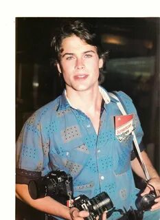 Rob Lowe Michael J. Fox teen magazine pinup holding camera T