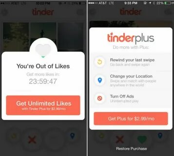 Tinder's new monetization model: Tinder Plus Tinder app, Iph