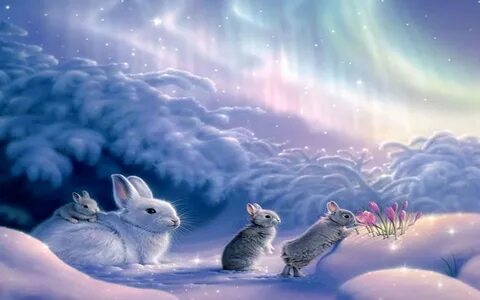 Bunnies in the Snow - Image Abyss