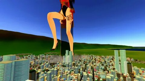 Giantess Reimu Finds a City - YouTube