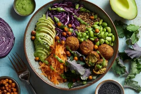 Vegan Falafel Buddha Bowl with Creamy Avocado Dressing - Rec