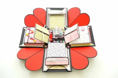 Tutorial Red Heart Explosion Box DIY Explode box Step by Ets