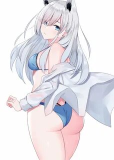 Safebooru - 1girl animal ears ass bare shoulders bikini blue