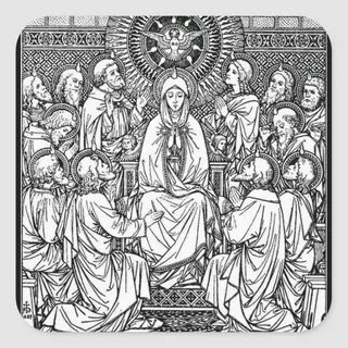 Blessed Mother Apostles Holy Ghost at Pentecost Square Stick