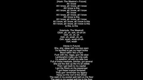 Full Lyrics) All I Know The Weeknd Featuring Future Album St