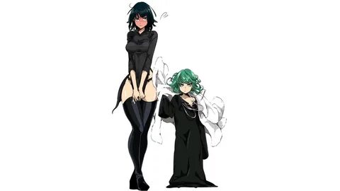 Wallpaper white background, Black clothes, Tatsumaki, One, Punch Man, Fubuk...