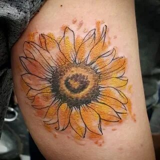 sunflower Watercolor sunflower tattoo, Sunflower tattoo, Sun