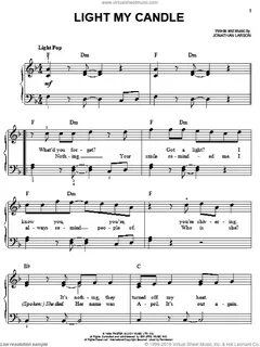 Larson - Light My Candle sheet music for piano solo (PDF)
