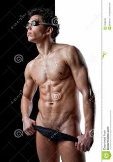 Nageur Humide Sexy Dans Mis Sur Des Glaces Image stock - Image du nudité, muscul