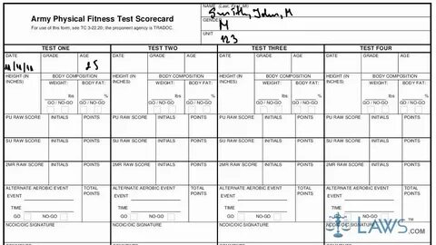 Learn How to Fill the DA form 705 Army Physical Fitness Test