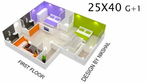 25X30 House plan two floor 3d view by nikshail - YouTube
