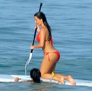 Kim Kardashian Paddleboarding in Red Bikini -20 GotCeleb