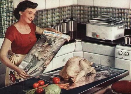 Preparing the Thanksgiving turkey, 1950 Retro thanksgiving, 