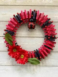 Lady Bug Wreath/Ladybug clothespin wreath/spring wreath Etsy