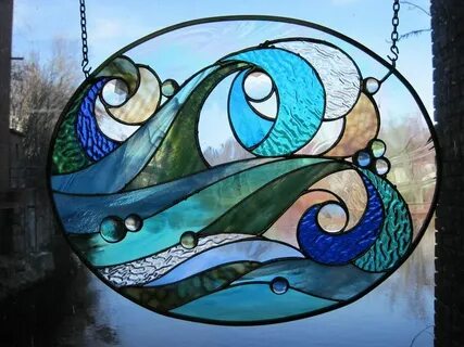 stained glass wave patterns Ocean Wave Stained Glass Panel T