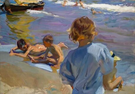 Niños en la playa. Lienzo de Sorolla. 70x49cm Replicas de cu