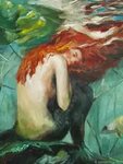 Mermaid, oil painting on canvas, 60h60 cm, fantasy, underwat