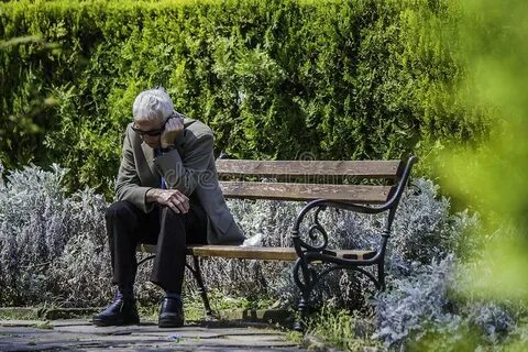 Old Man Sitting on a Bench in the Sea Park of Burgas / Bulga