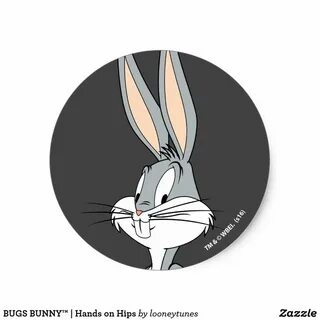BUGS BUNNY ™ Hands on Hips Classic Round Sticker Zazzle.com 