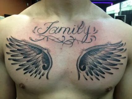 wings on chest tattoo Cool chest tattoos, Angel tattoo desig