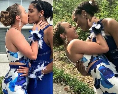 Lesbian couple shares a kiss in public as they step out for 