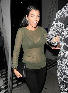 Kourtney Kardashian Flashes Bra In See-Through Shirt - Tempt