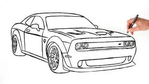 How to draw a DODGE CHALLENGER HELLCAT DEMON - YouTube