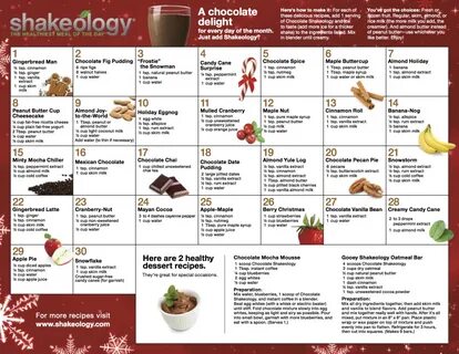 Holiday Shakeology Recipe Calendar Shakeology Recipes Здоров