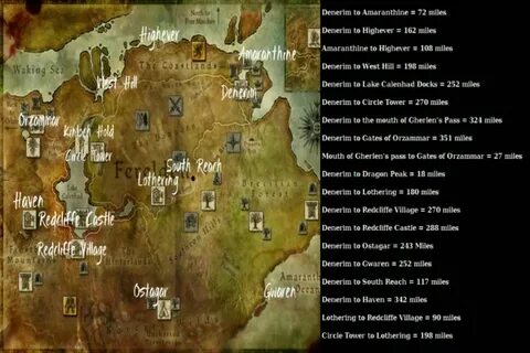 Map of Ferelden with Distance Chart Dragon age, Dragon age f