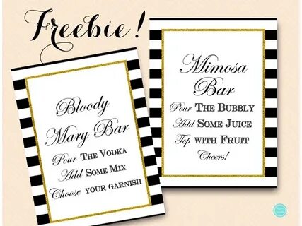 FREE Printable Mimosa and Bloody Mary Bar Signs Printabell *