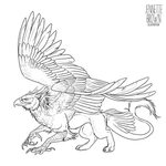Griffin Lineart Template Mythical creatures art, Griffin tat