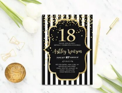 18th Birthday Invitations Printable 18th Birthday Etsy