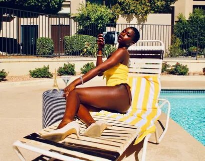 Diarra Sylla Soaks up the sun by the pool in Palm Springs - 
