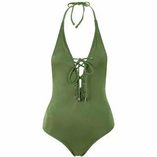 Women's Topshop Lattice Front Halter One-Piece Swimsuit ($26