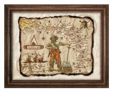 Pirate Treasure Map Art of Caribbean Island Antique Map Etsy