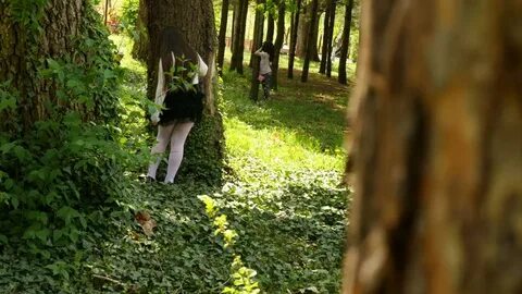 Boy Two Girls Playing Hide Seek: стоковое видео (без лицензи