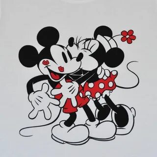 Mickey & Minnie Kisses Junior's Tee, White Mickey and minnie