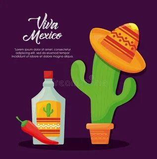 Vintage Viva Mexico Poster Card Template Stock Illustrations