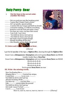 Song Worksheet: Roar by Katy Perry ( 5 Activities)