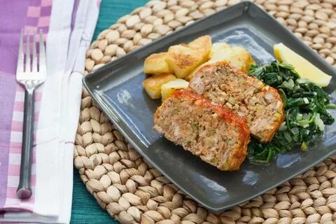 Turkey Meatloaf with Roasted Potatoes and Spinach Recipe Tur