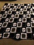Crochet Skull blanket for my hubby Crochet skull, Crochet sk